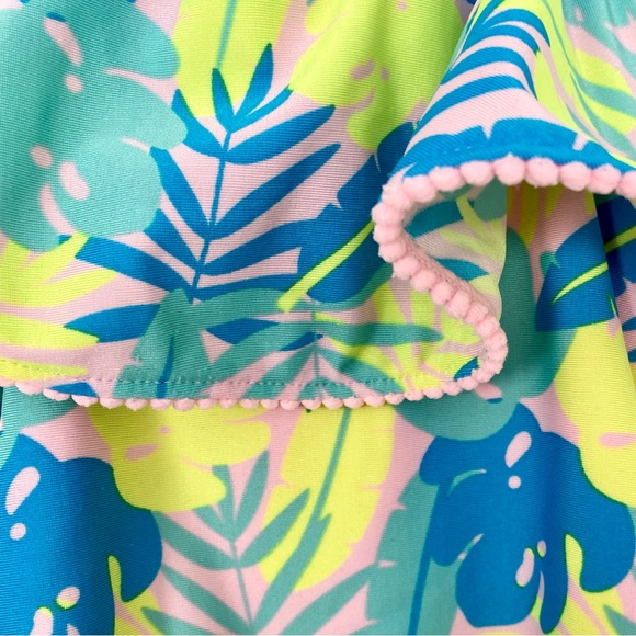 Cat & Jack Tropical Neon Floral Ruffle Halter Neck One Piece Swimsuit Size 4/5 - Picture 4 of 5